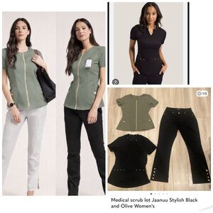 Medical scrub lot Jaanuu Stylish Black and Olive Women's bundle/lot